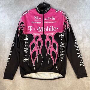 BiEmme Italy T-Mobile Cycling SRM Jersey Pink Flames‎ Full Zip Long Sleeve